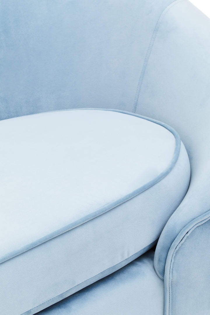 Swan 3 Seat Aqua Blue Velvet Sofa