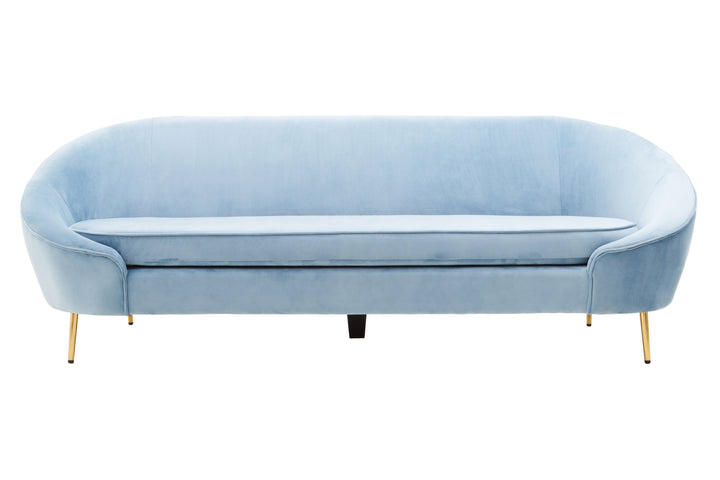Swan 3 Seat Aqua Blue Velvet Sofa
