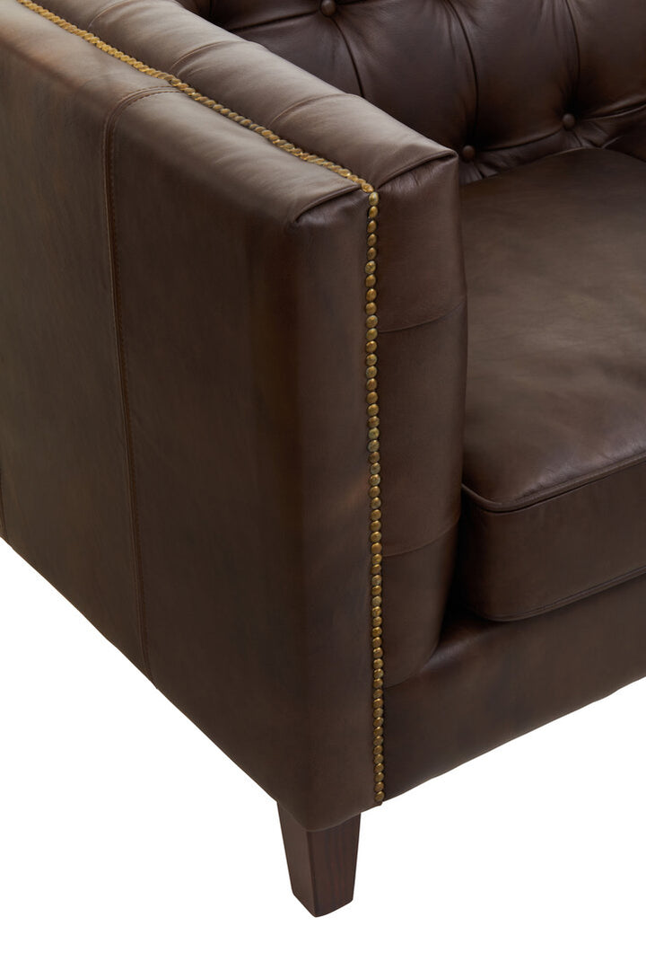 Phoenix Three Seater Tufted Back Leather Sofa