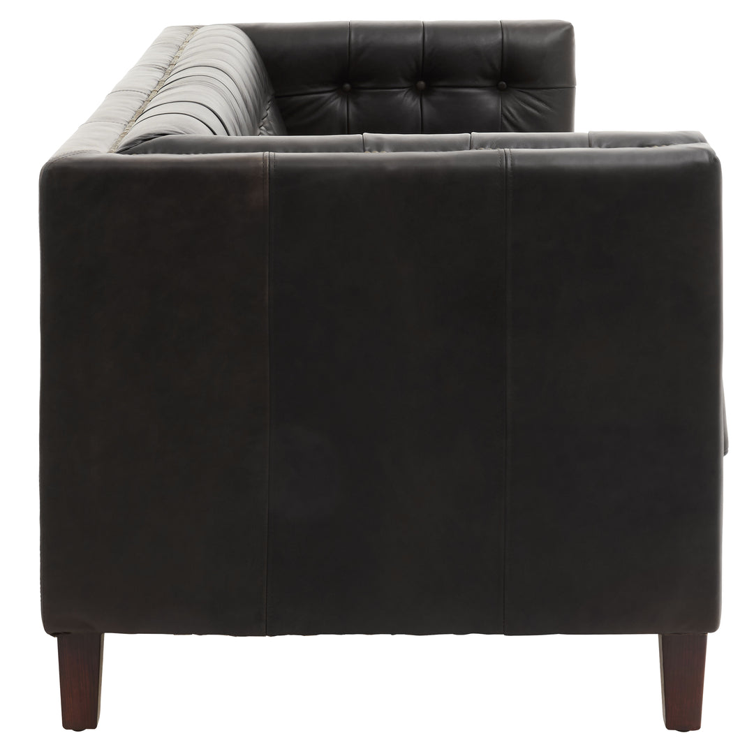 Phoenix Three Seater Antique Ebony Leather Sofa