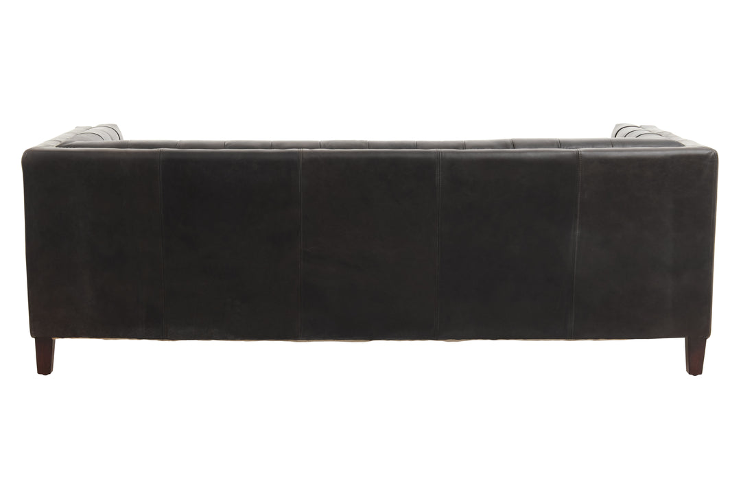 Phoenix Three Seater Antique Ebony Leather Sofa