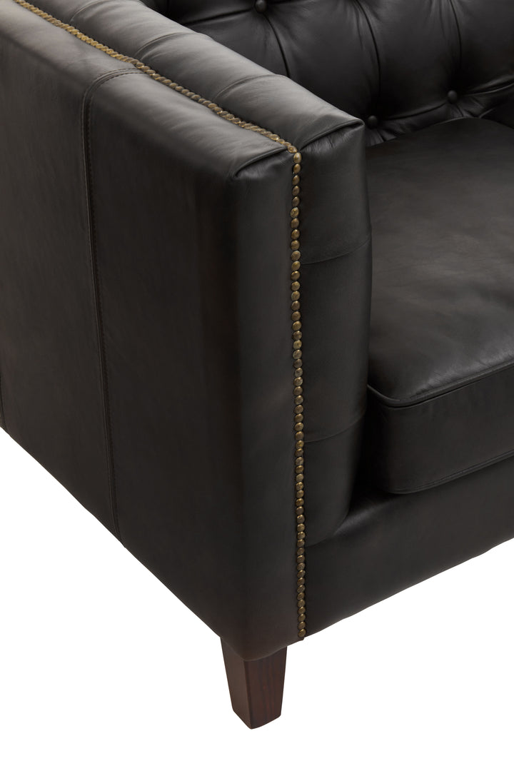 Phoenix Three Seater Antique Ebony Leather Sofa