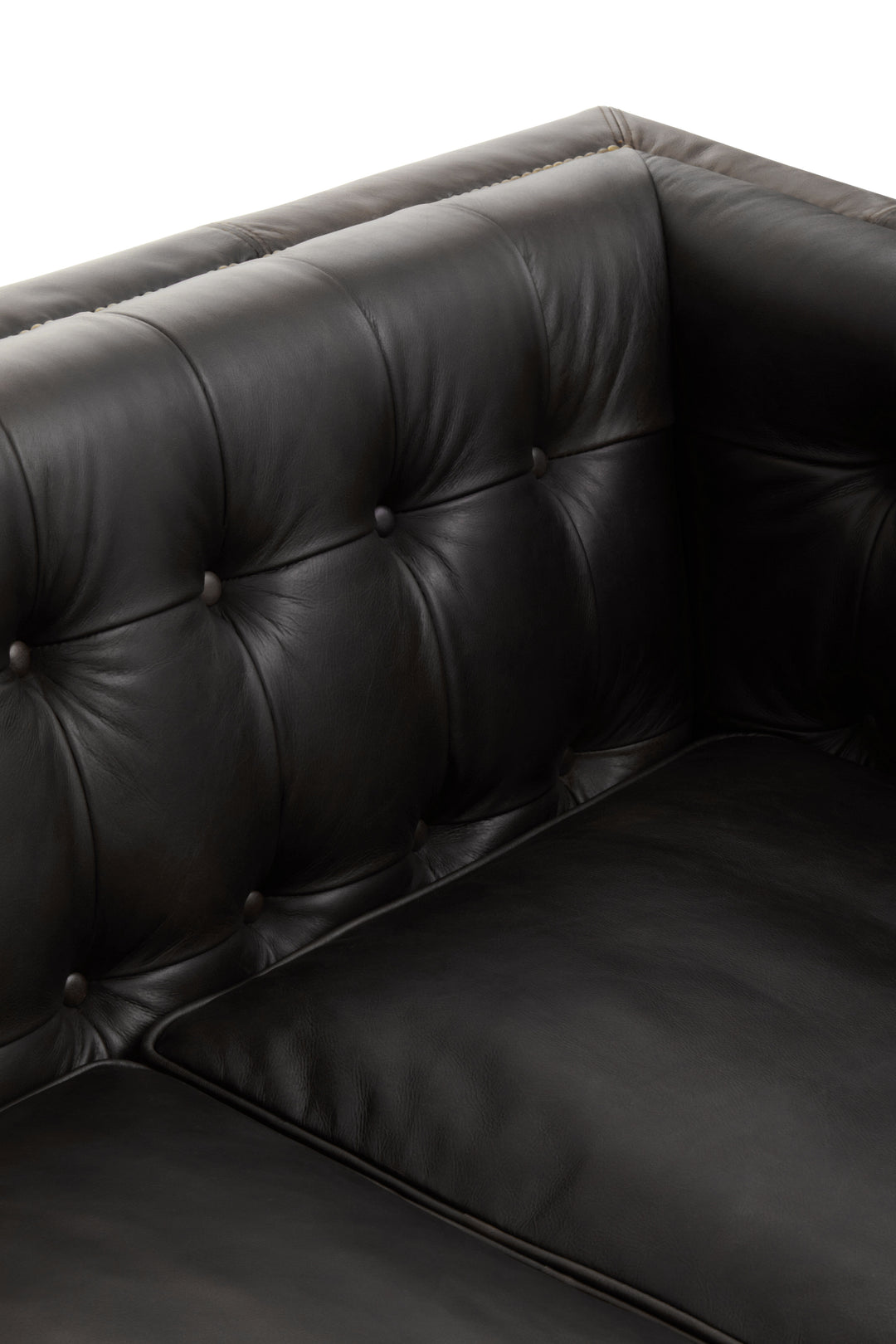 Phoenix Three Seater Antique Ebony Leather Sofa