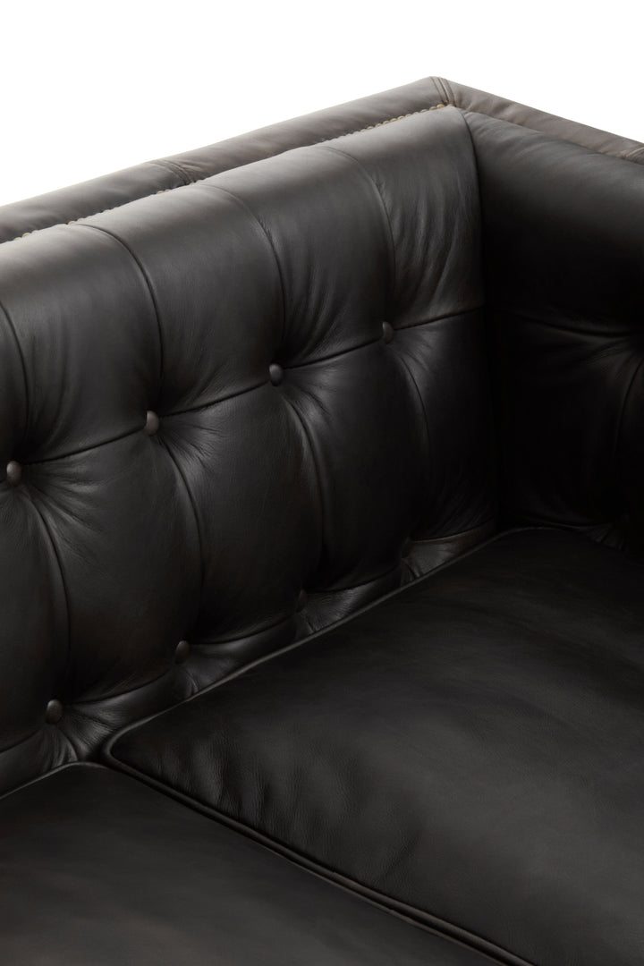 Phoenix Three Seater Antique Ebony Leather Sofa