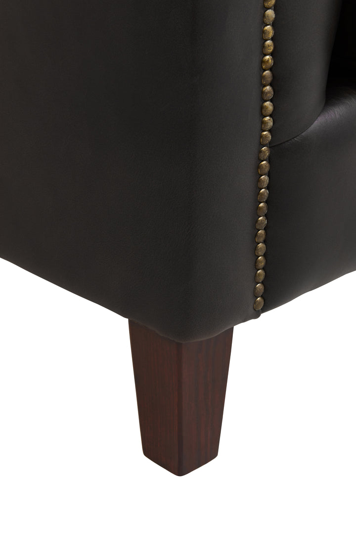 Phoenix Three Seater Antique Ebony Leather Sofa