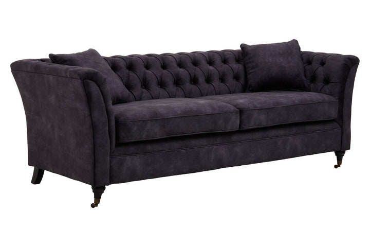 Robin Three Seat Grey Velvet Sofa