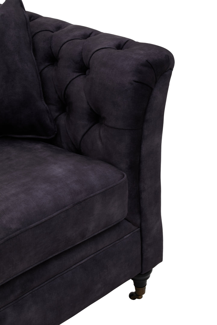Robin Three Seat Grey Velvet Sofa