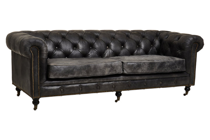 Falcon Ebony Leather Sofa