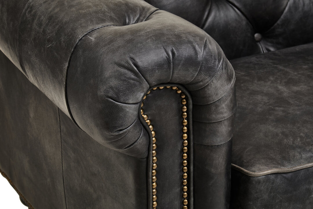 Falcon Ebony Leather Sofa