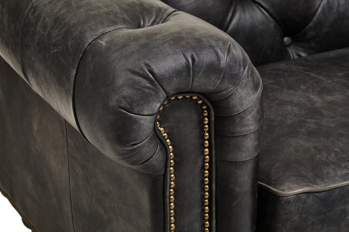 Falcon Ebony Leather Sofa