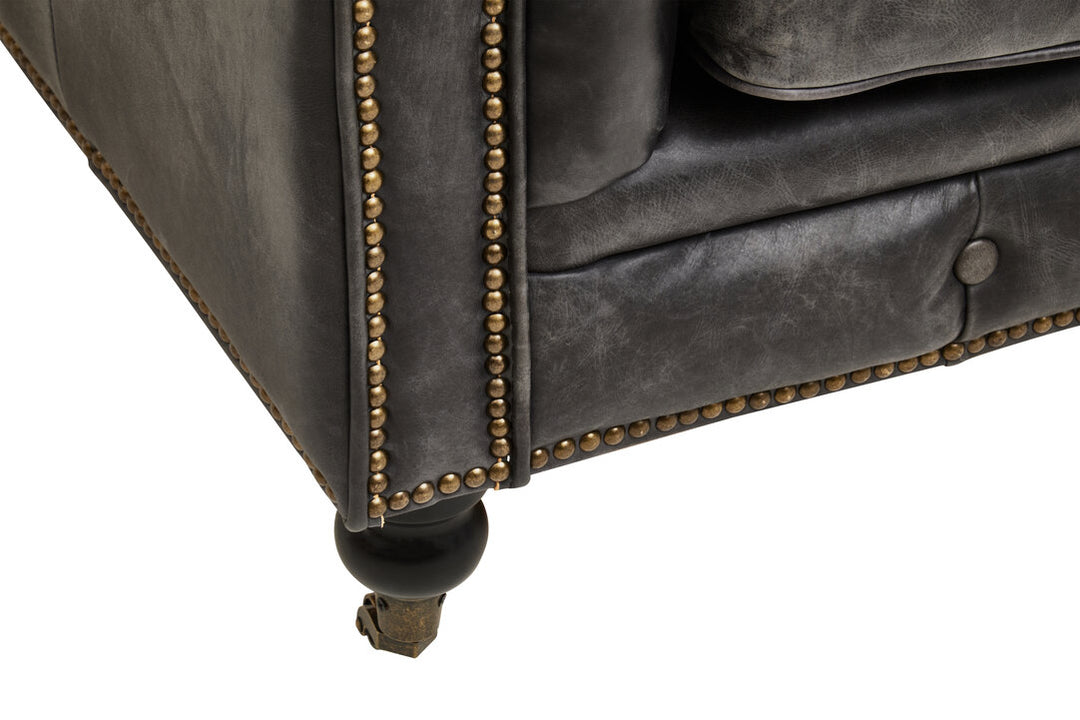 Falcon Ebony Leather Sofa