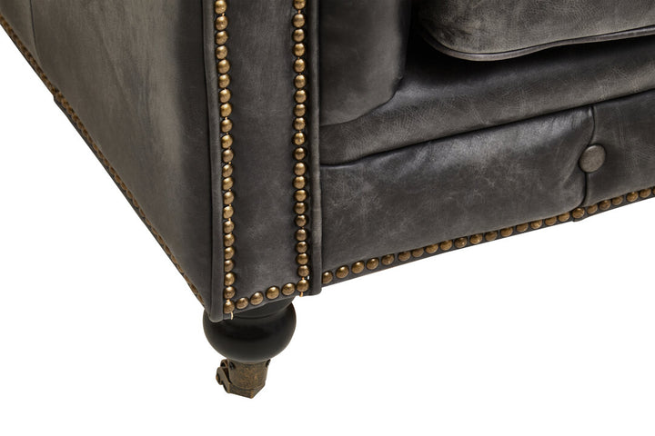 Falcon Ebony Leather Sofa