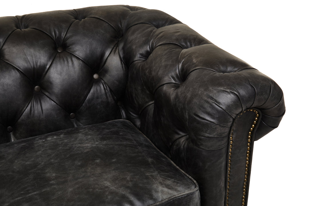 Falcon Ebony Leather Sofa