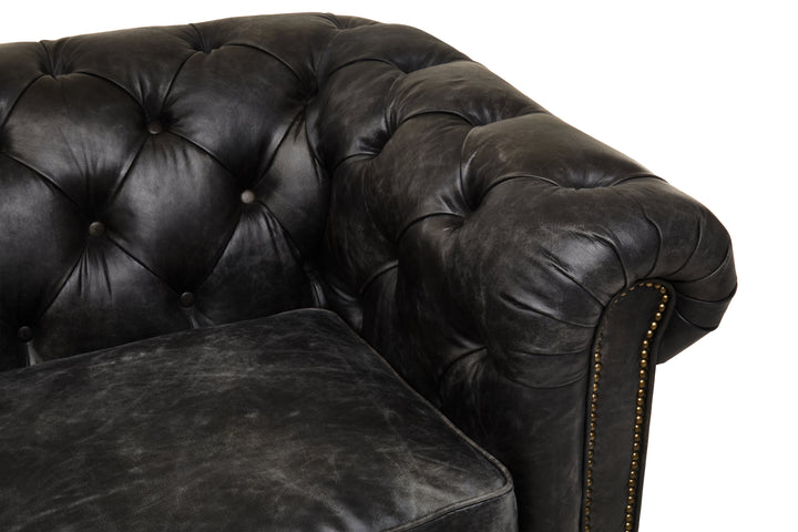 Falcon Ebony Leather Sofa