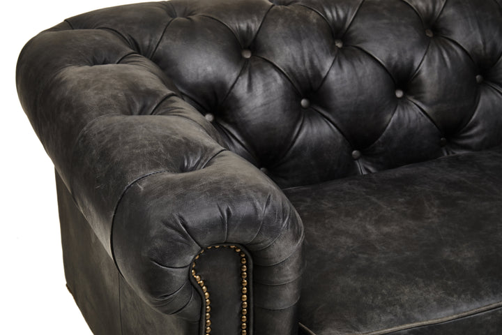 Falcon Ebony Leather Sofa