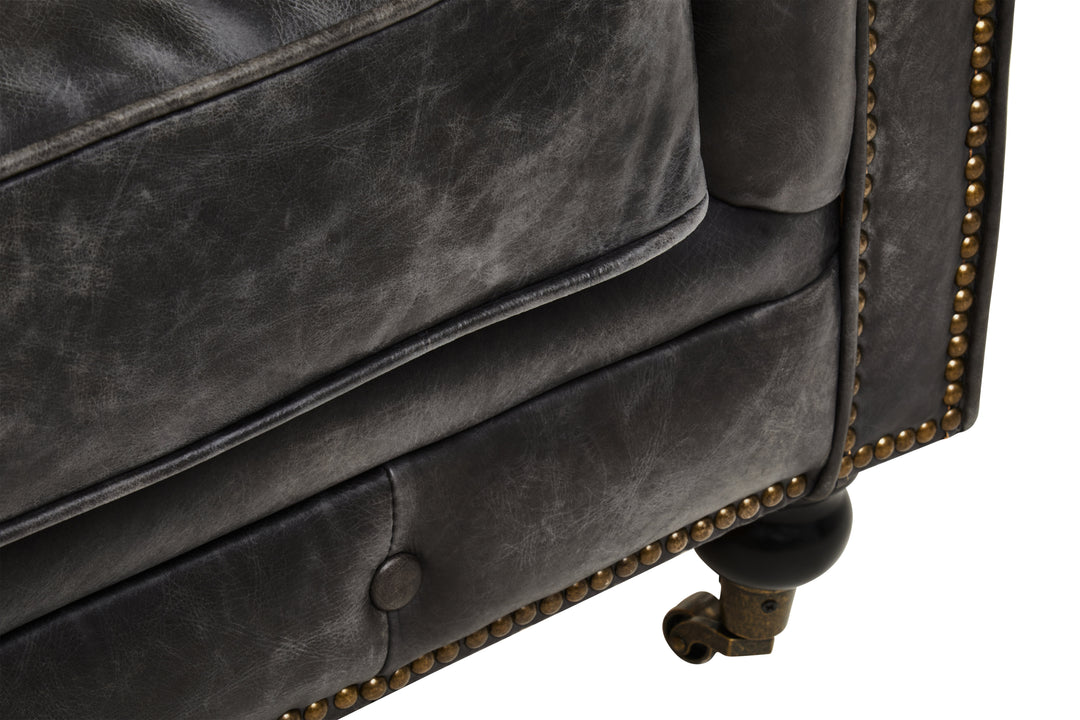 Falcon Ebony Leather Sofa