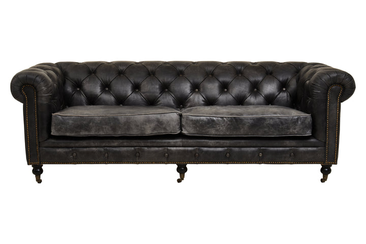 Falcon Ebony Leather Sofa