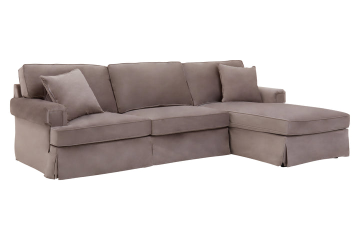 Robin Three Seat Mink Velvet Chaise Sofa