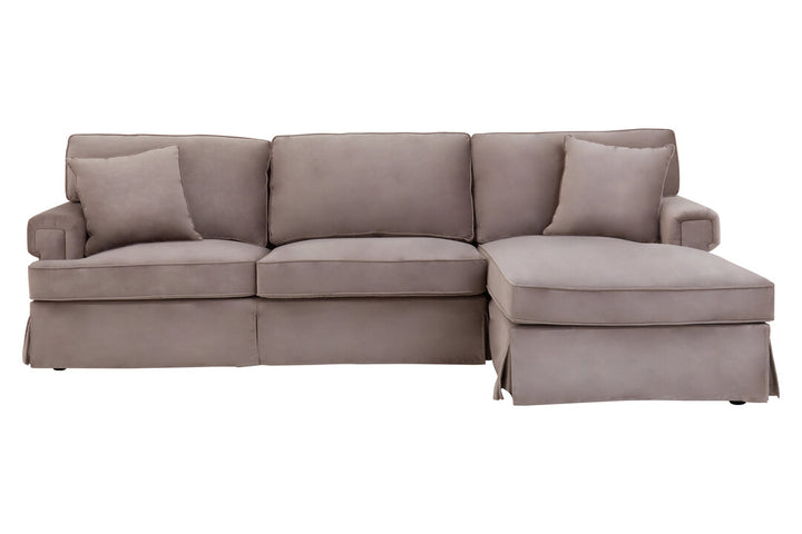 Robin Three Seat Mink Velvet Chaise Sofa