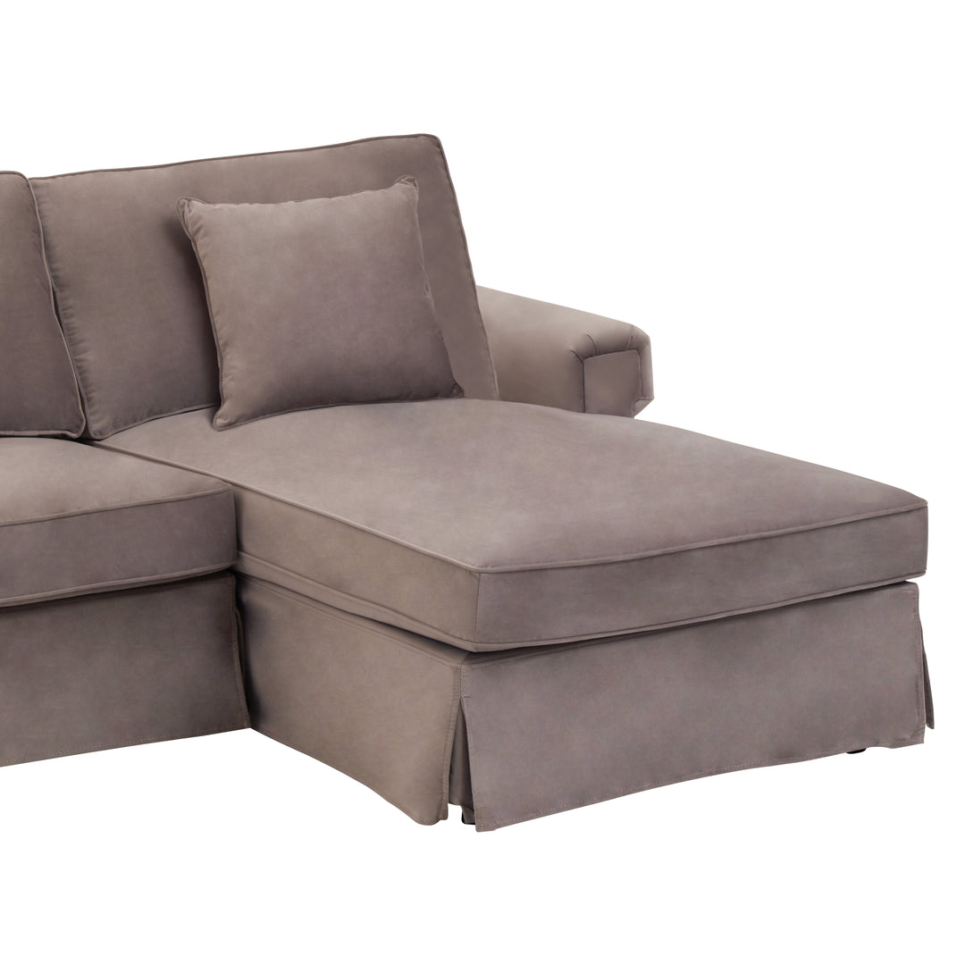Robin Three Seat Mink Velvet Chaise Sofa
