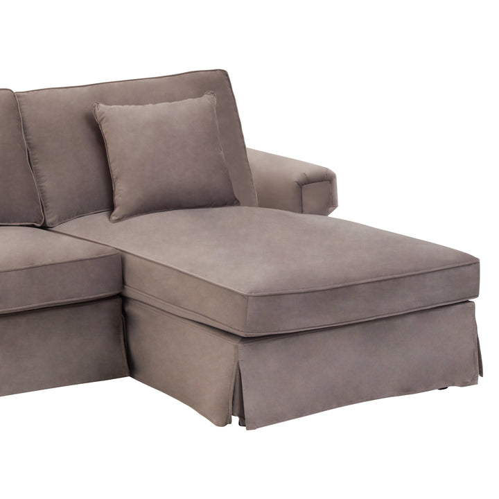 Robin Three Seat Mink Velvet Chaise Sofa