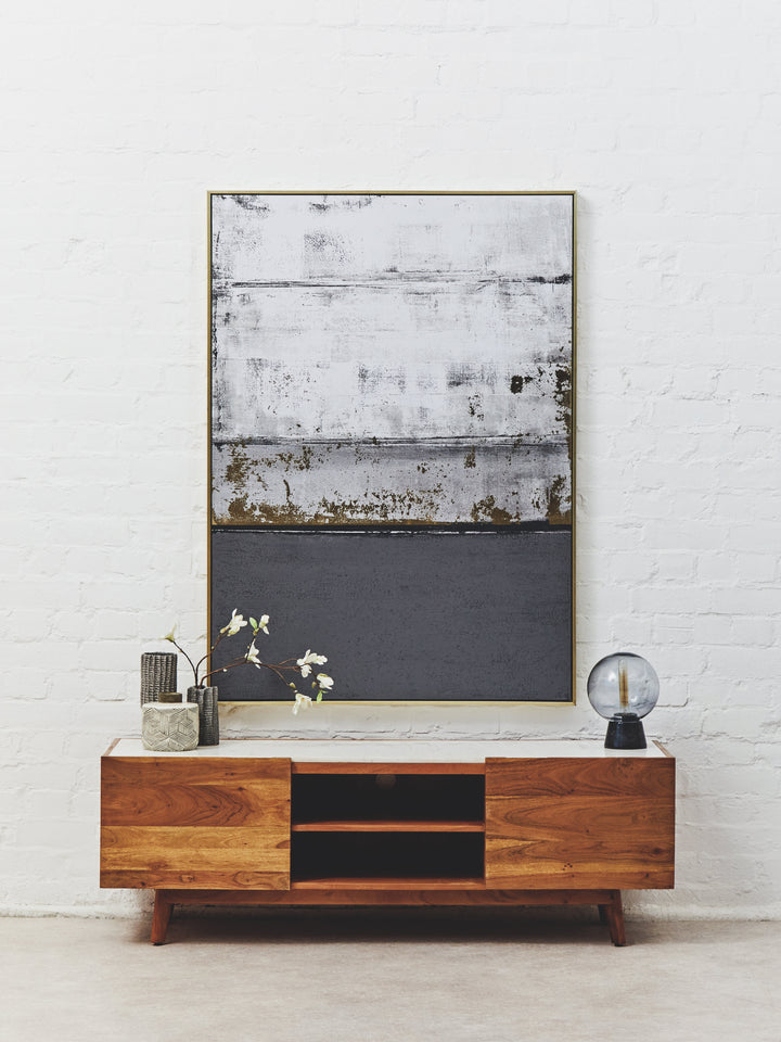 Flamingo 2 Door White Marble Media Unit