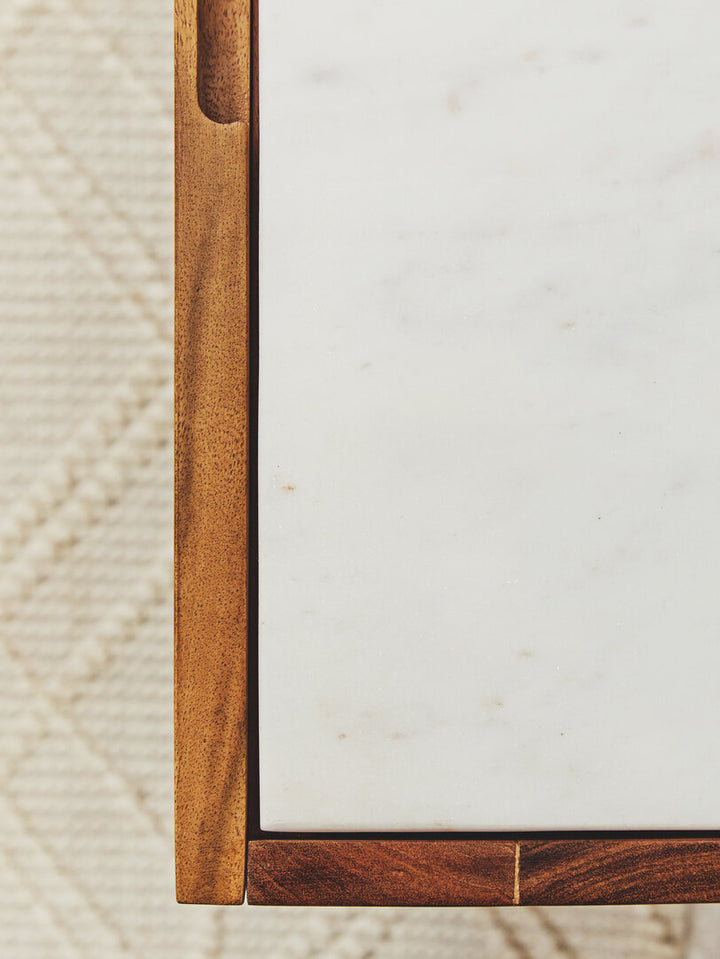 Flamingo 3 Door White Marble Side Board