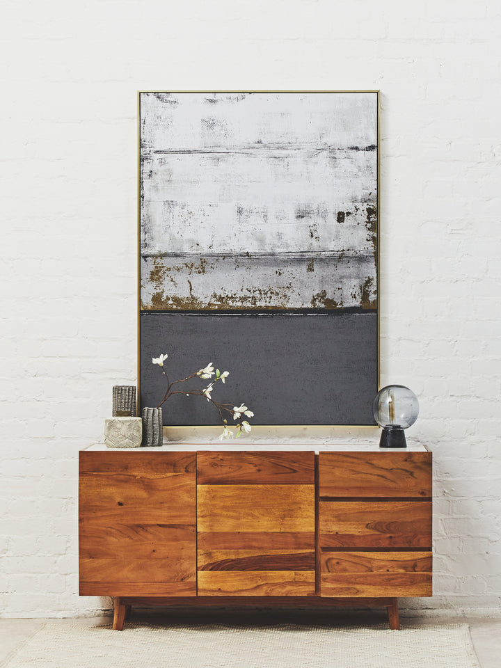 Flamingo 3 Door White Marble Side Board