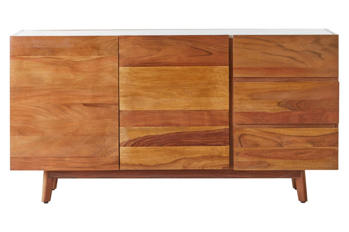 Flamingo 3 Door White Marble Side Board