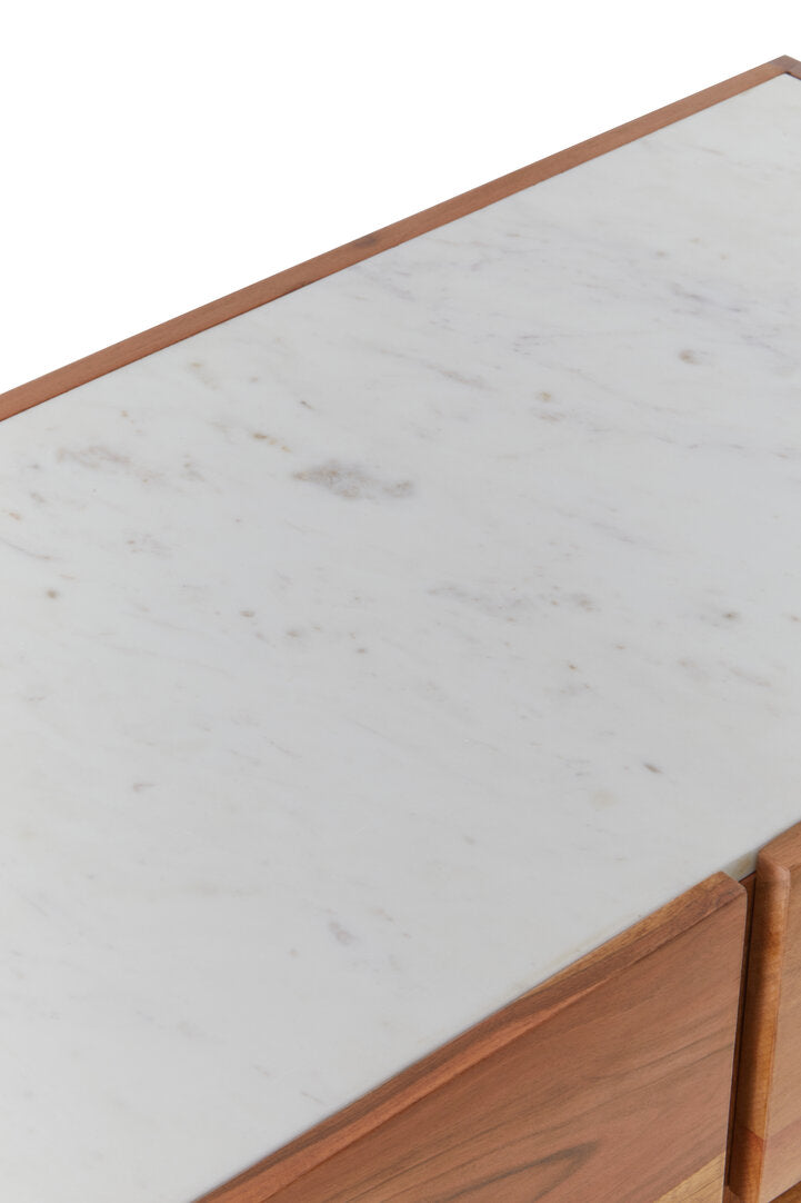 Flamingo 3 Door White Marble Side Board