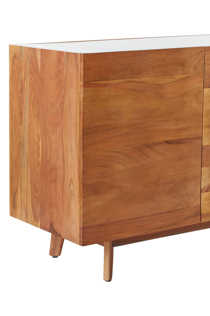 Flamingo 3 Door White Marble Side Board