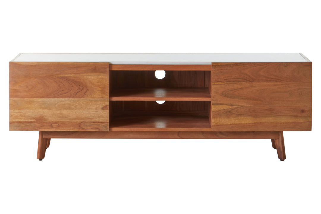 Flamingo 2 Door White Marble Media Unit