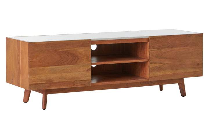 Flamingo 2 Door White Marble Media Unit