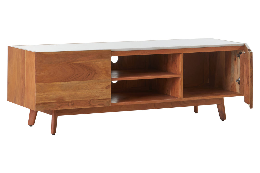 Flamingo 2 Door White Marble Media Unit
