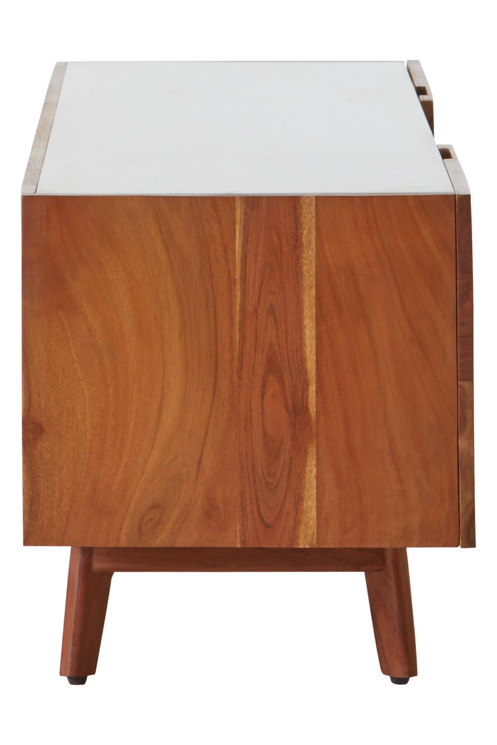 Flamingo 2 Door White Marble Media Unit