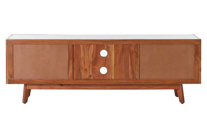 Flamingo 2 Door White Marble Media Unit