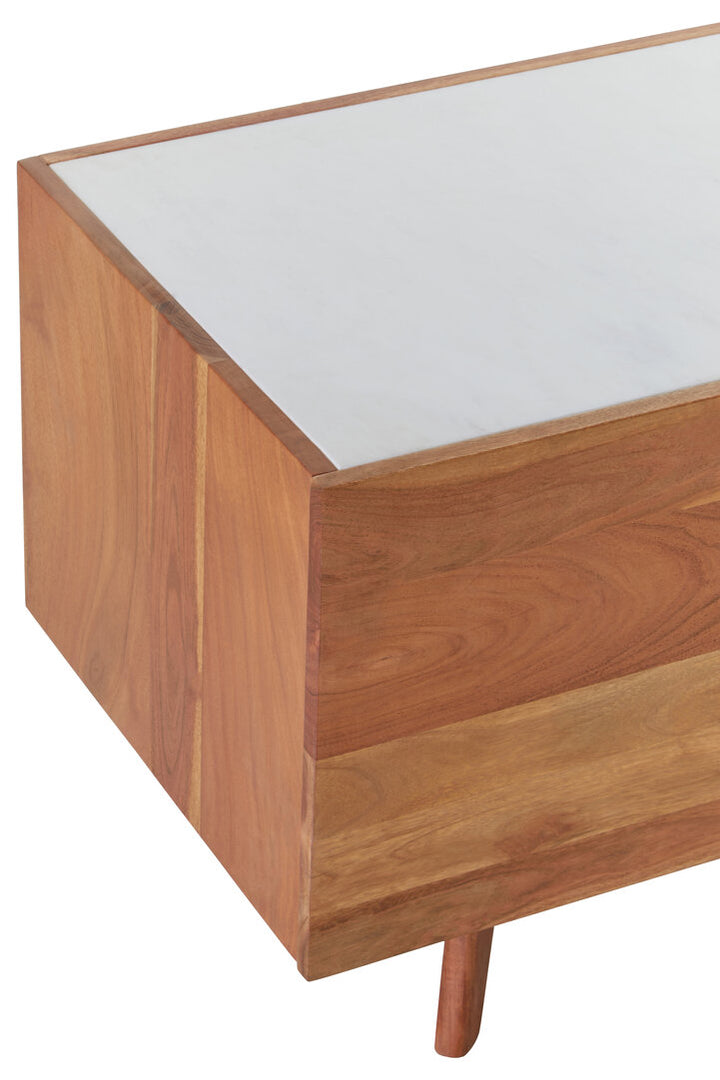 Flamingo 2 Door White Marble Media Unit