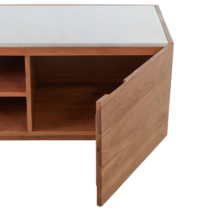 Flamingo 2 Door White Marble Media Unit