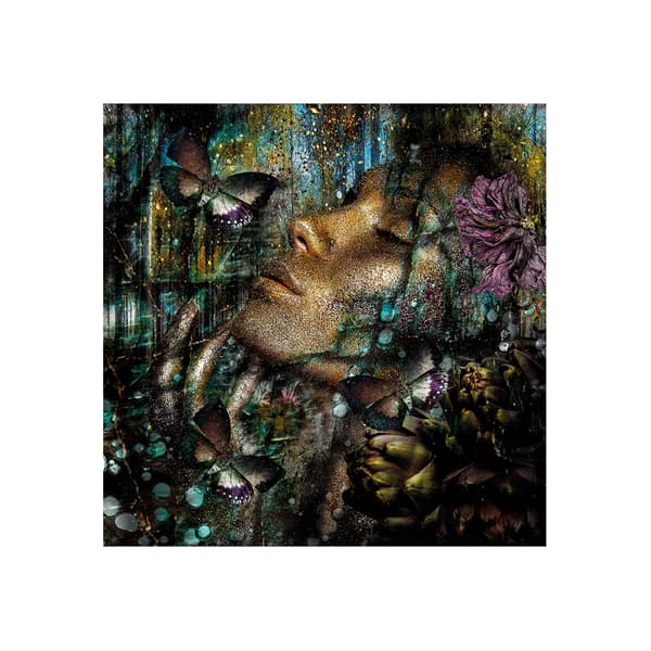 The Night of the Butterfly, Plexiglass Artwork, 100cm x 100cm, Blue/Multicoloured/Purple - Andrew Martin