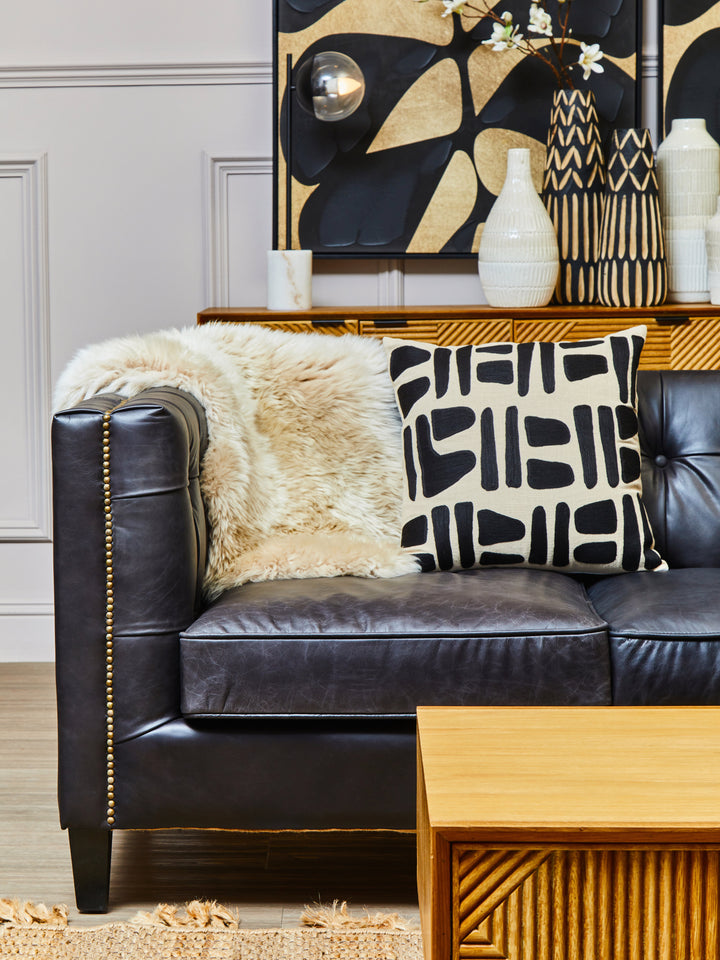 Phoenix Three Seater Antique Ebony Leather Sofa