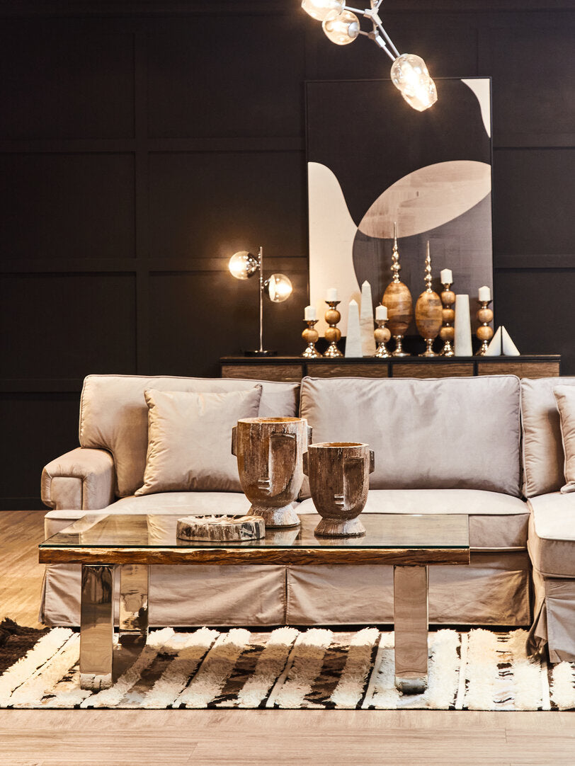 Robin Three Seat Grey Velvet Chaise Sofa