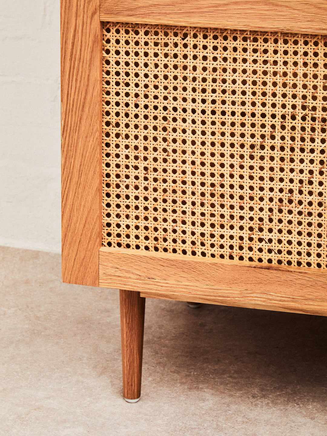 Pigeon 2 Door Natural Rattan And Oak Cabinet