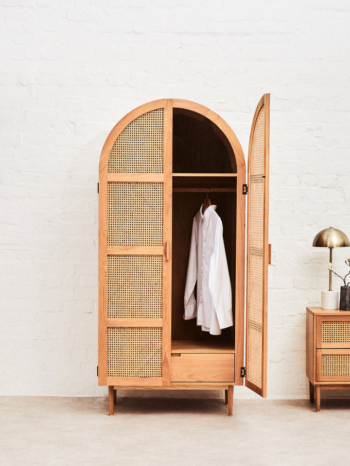 Pigeon 2 Door Natural Rattan And Oak Cabinet