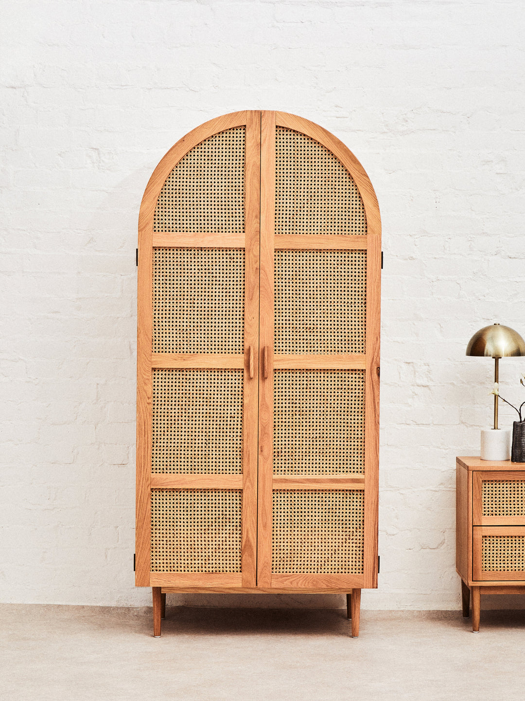 Pigeon 2 Door Natural Rattan And Oak Cabinet