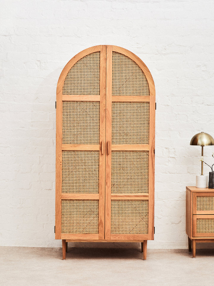Pigeon 2 Door Natural Rattan And Oak Cabinet