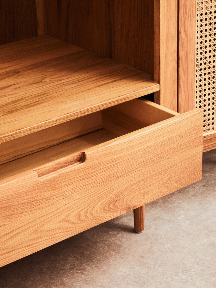 Pigeon 2 Door Natural Rattan And Oak Cabinet