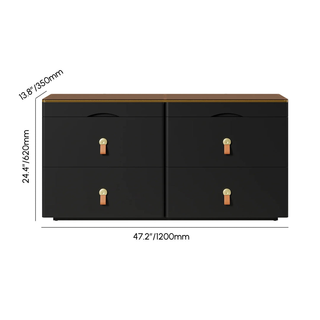 Black Chanor Champaign Glass Top 6-Drawer Dresser