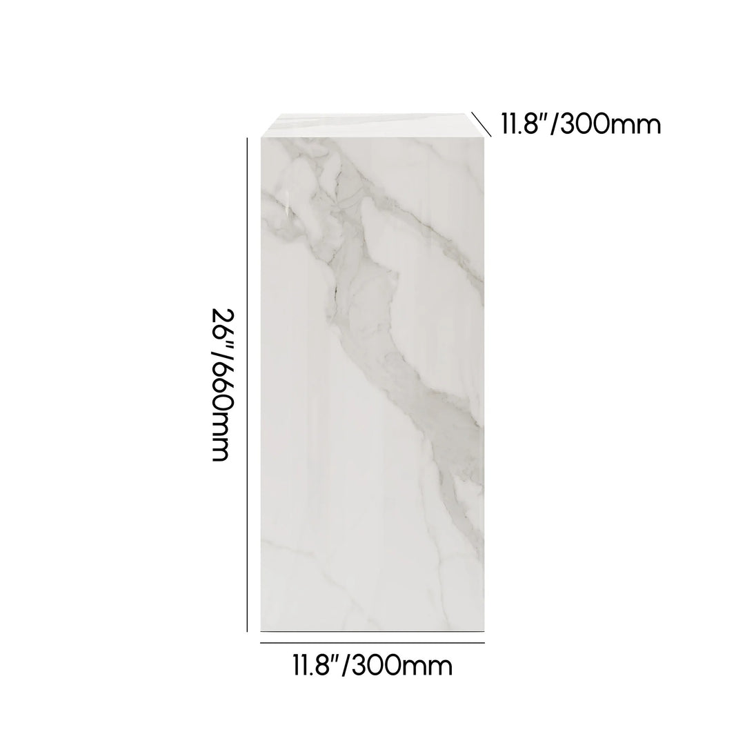 White Sintered Stone Plinth Pedestal Stand & Side Table