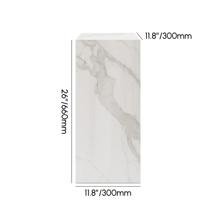 White Sintered Stone Plinth Pedestal Stand & Side Table