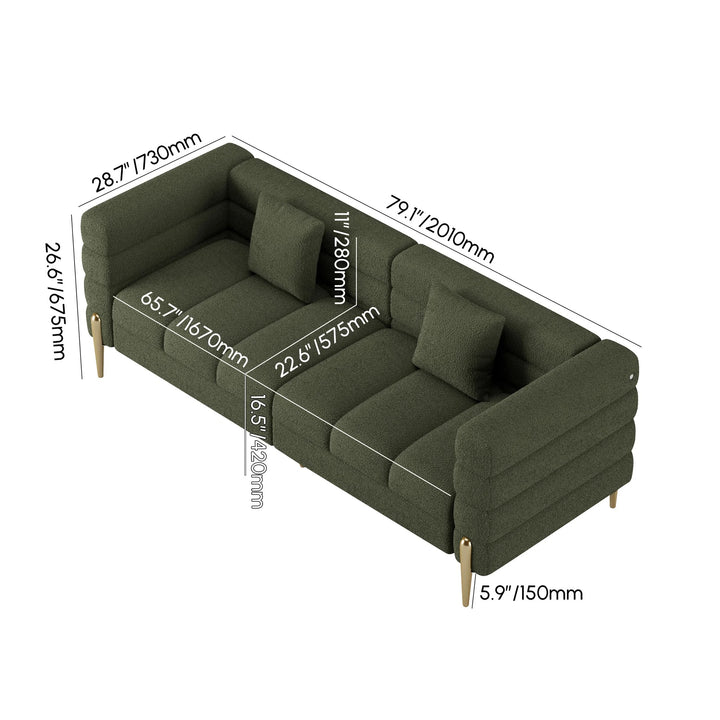 Aurora Boucle Fluted Sofa with Gold Legs & Cushions set